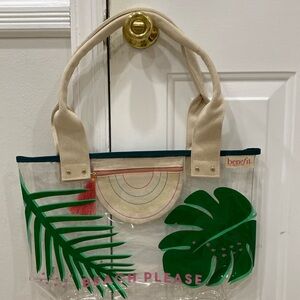 NWOT.  Plastic/linen beach tote bag.
